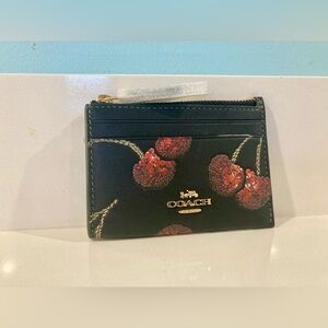 Coach Mini Skinny Id Case With Cherry Print